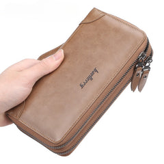 Men's Casual Double Zip Hand-held Large Capacity Multiple Card Slots Wallet