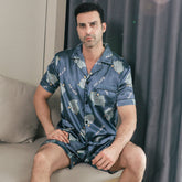 Ice Silk Short Sleeve Pajamas Men Can Be Outerwear Homewear