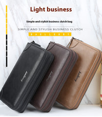 Men's Casual Double Zip Hand-held Large Capacity Multiple Card Slots Wallet