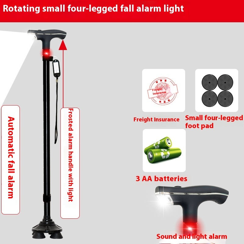 Elderly Non-slip Multi-function Automatic Alarm With Light Telescopic Walking Stick