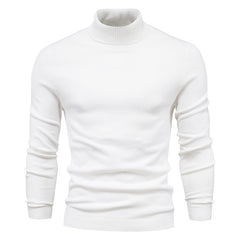 Winter Turtleneck Sweater Fashion Slim Fit Solid Color Pullover Knitted Top Men's Clothing